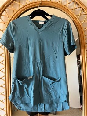 Scope Teal V-Neck Short Sleeve Scrub Top